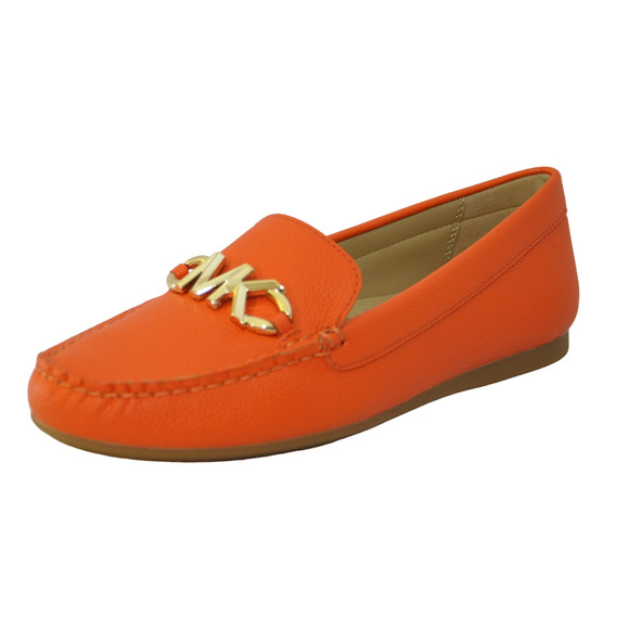Michael Kors Reed Tumbled Faux Leather Loafer Moc Moccasin Poppy Orange 6/10 Nib - Picture 1 of 7